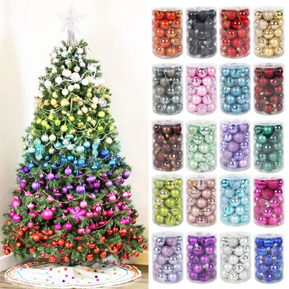 Conjunto de 34 Bolas de Natal de 4cm para Árvore | Decorações Festivas para Casa | Pendentes para o Natal e Ano Novo