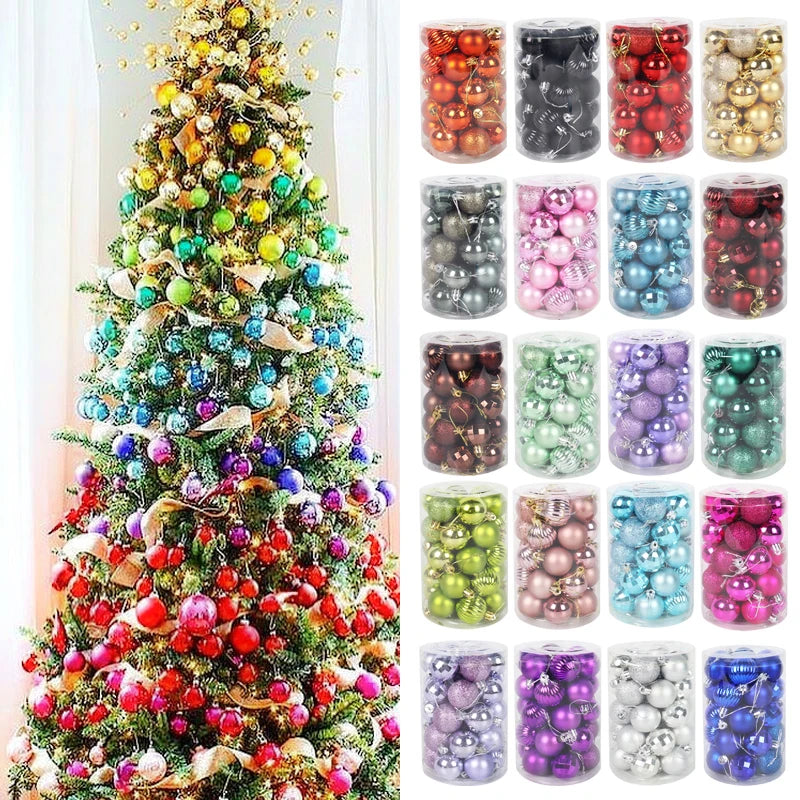 Conjunto de 34 Bolas de Natal de 4cm para Árvore | Decorações Festivas para Casa | Pendentes para o Natal e Ano Novo